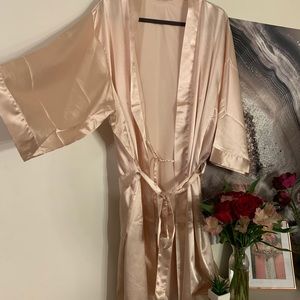 Pink satin robe